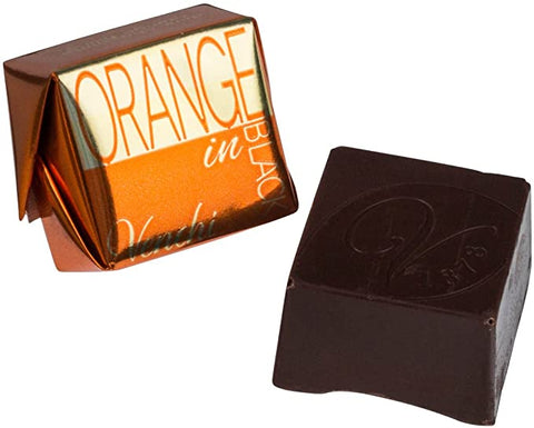 Cioccolatini Orange in Black - cioccolatini fondenti 60% con ripieno alla crema di scorze di arancia candite sacchetto da 100g