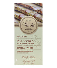 VENCHI TAVOLETTA BIANCA CON NOCCIOLE, PISTACCHI E MANDORLE SALATE 100 GR